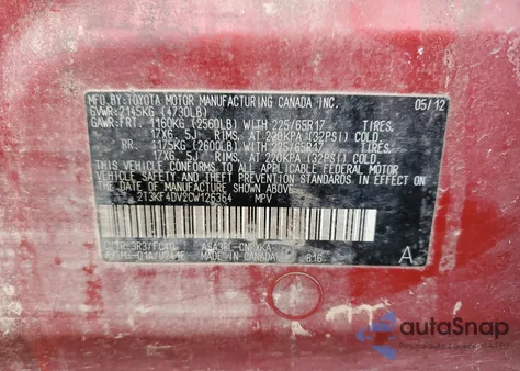 2012 Toyota Rav4 z USA, uszkodzony, nr VIN 2T3KF4DV2CW126364